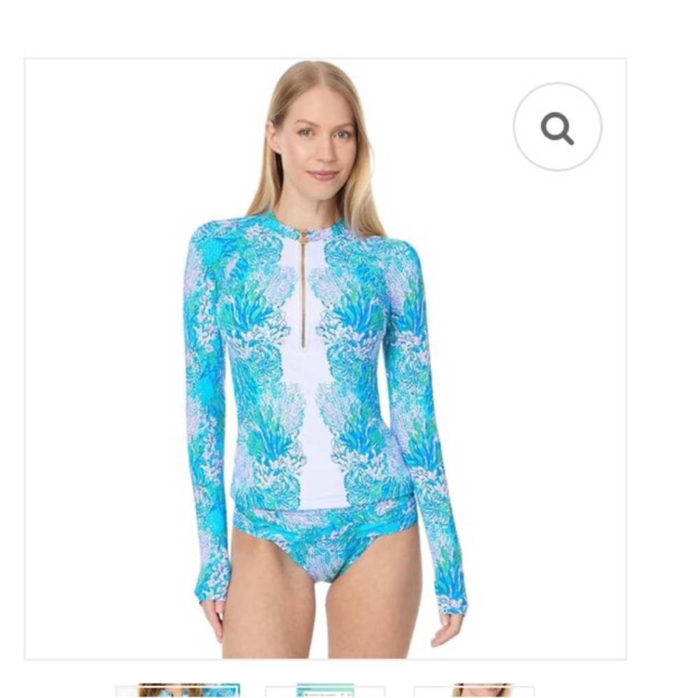Lilly Pulitzer Rashguard Set Strong Current Sea *Top Size 12 & Bottom Size 10*